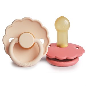 FRIGG Daisy - Round Latex 2-Pack Pacifiers - Pink Cream/Poppy - Size 2